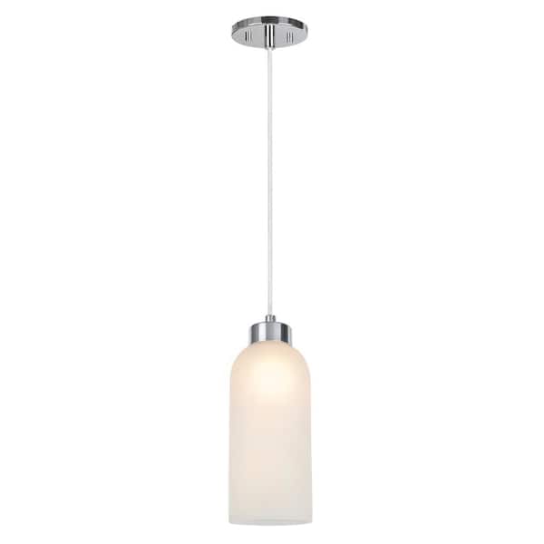 Aspen Creative Corporation 1-Light Chrome Mini Pendant with Frosted Glass Shade
