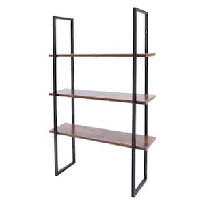 8 in. x 23.6 in. x 37.8 in. Brown Wood Wall Mounted 3-Tier Decorative Wall Shelves with Brackets