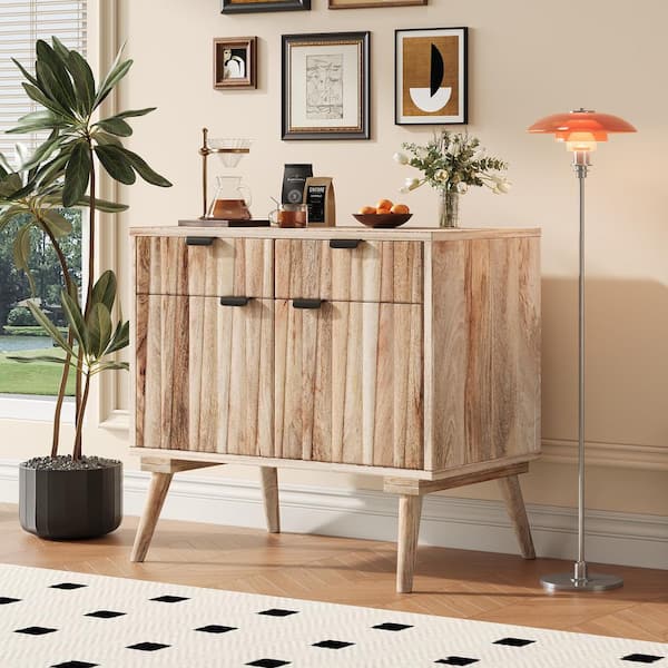 CHRISTOPHER KNIGHT HOME Axis Modern 18 in. Natural Wood Accent Cabinet with 2 Drawers, 2 Doors