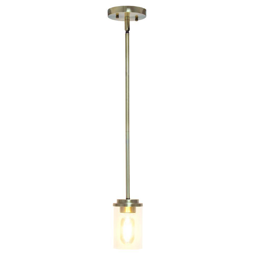 Antique Brass 6" Clear Glass Farmhouse Pendant Light