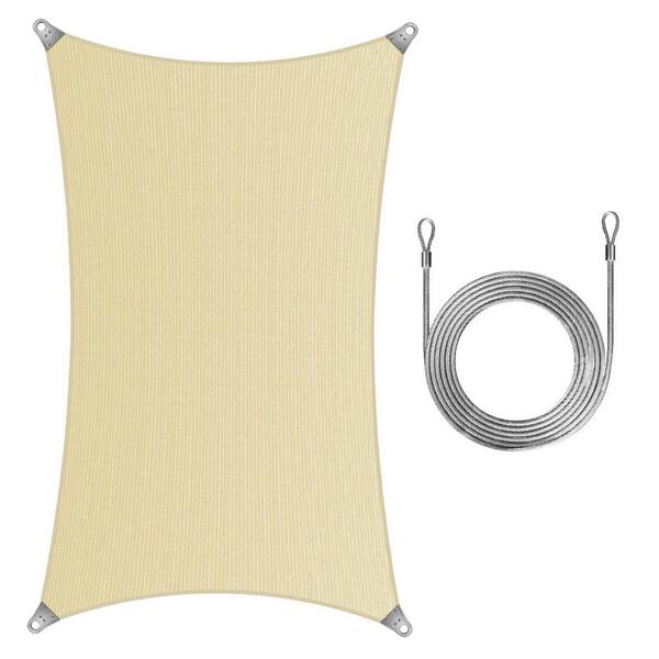 COLOURTREE 12 ft. x 20 ft. 190 GSM Beige Rectangle Sun Shade Sail with ...
