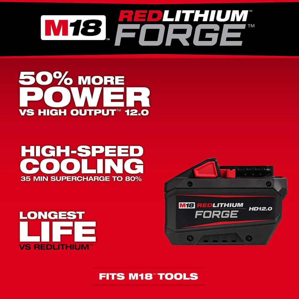 Milwaukee M18 18V Lithium Ion REDLITHIUM FORGE HD 12.0Ah Battery Pack - Image 3