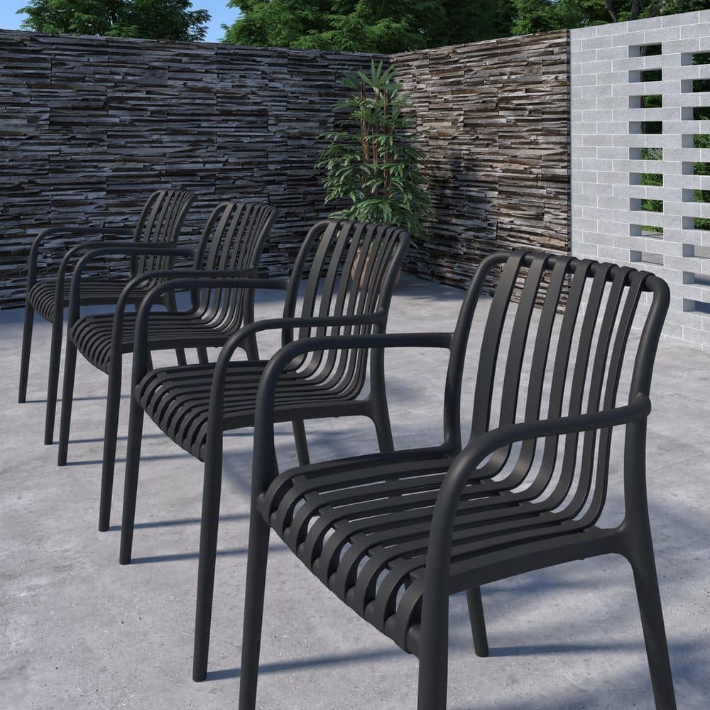 Lagoinha 4-Piece Cane and Resin Patio Dining Chair Set Black price history on PriceWatchPro