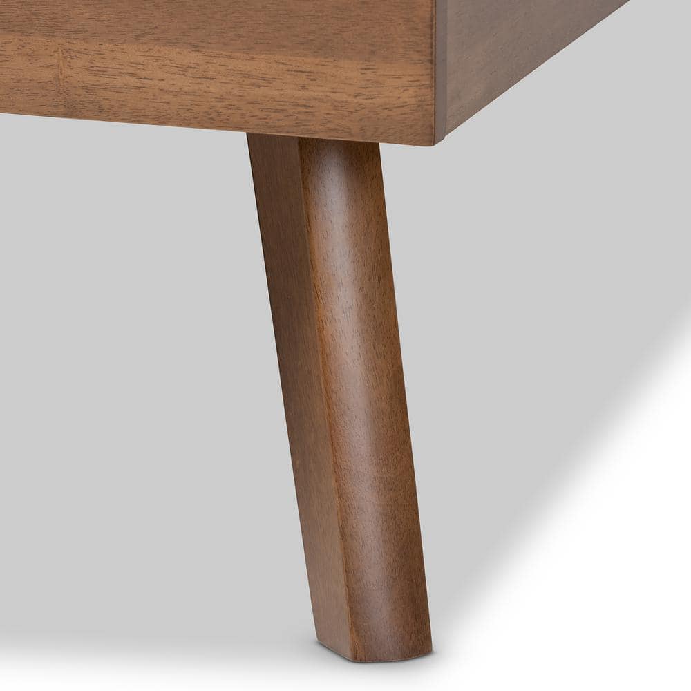 Full Dark Grey Upholstered Walnut Wood Platform Bed