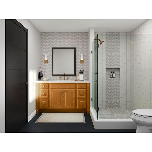 Hampton 12 in. W x 21 in. D x 34.5 in. H Assembled Bath 3 Drawer Base Cabinet in Medium Oak