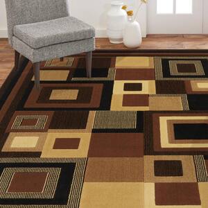 Catalina Black/Brown 5 ft. x 7 ft. Geometric Area Rug