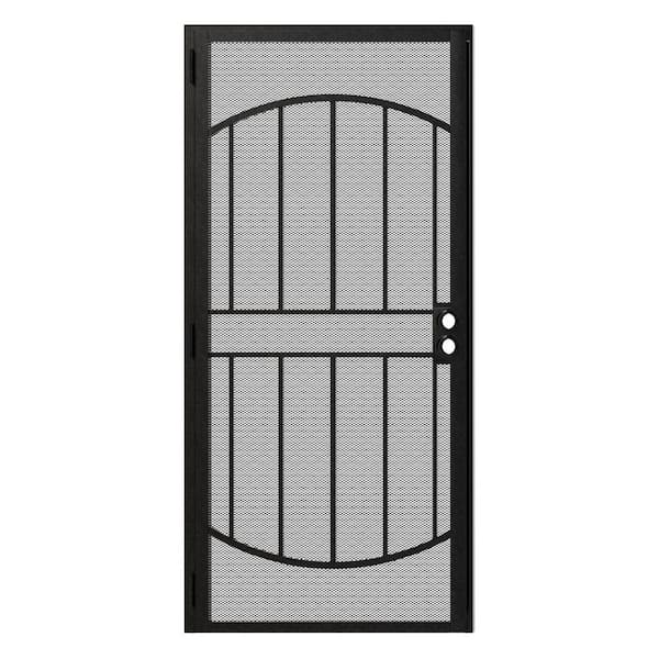 36 in. x 80 in. Universal/Reversible, Black, Iron, Pre-Bored, Expanded Mesh Prehung, Security Door without Handle