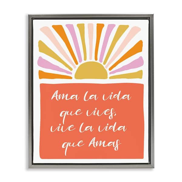Stupell Industries Love the Life You Live by Elizabeth Medley Gray Floater Frame Typography Graphic Art Print 31 in. x 25 in.