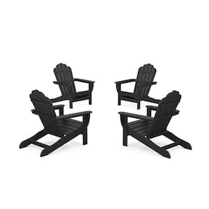 Charcoal Black 4-Piece Plastic Patio Conversation Set in Oversized Adirondack Chair Monterey Bay