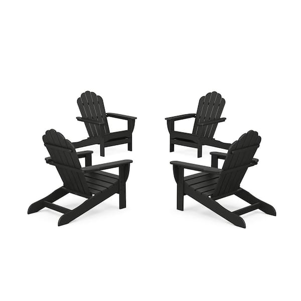 Trex Outdoor Furniture Charcoal Black 4-Piece Plastic Patio Conversation Set in Oversized Adirondack Chair Monterey Bay