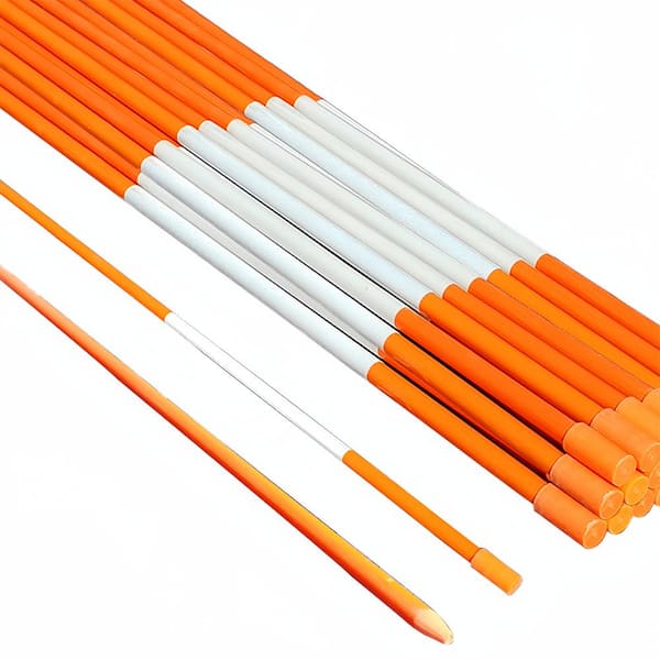 Ecostake 12 in. Snow Stakes Driveway Markers 1/4 in. Dia Hollow Snow Markers Plant Stake Orange (50-Pack)