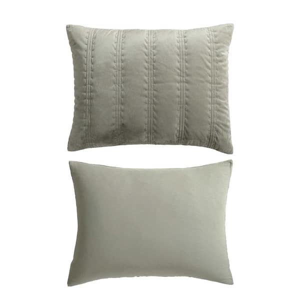 VERA WANG Linear Stitch 3-Piece Silver Leaf Velvet King Quilt Set