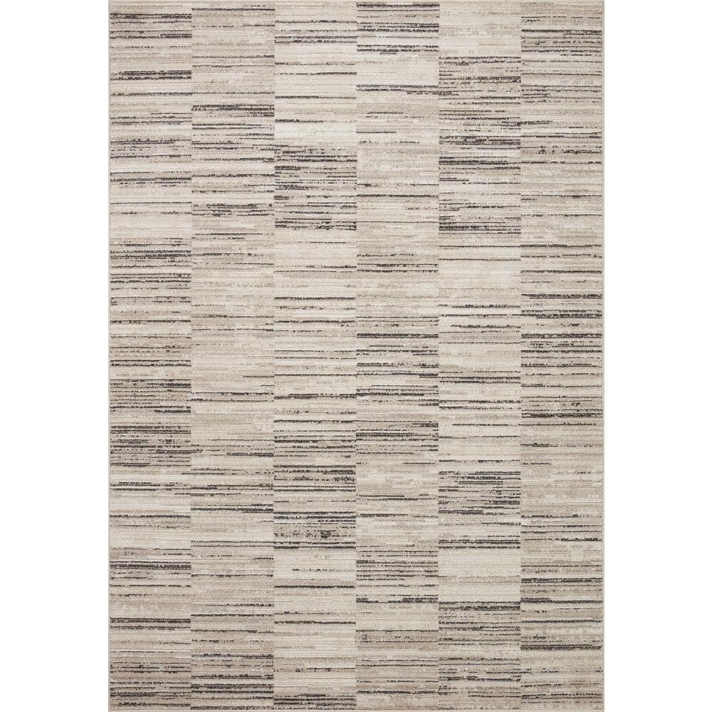Darby Charcoal and Sand 8' x 10' Striped Synthetic Area Rug