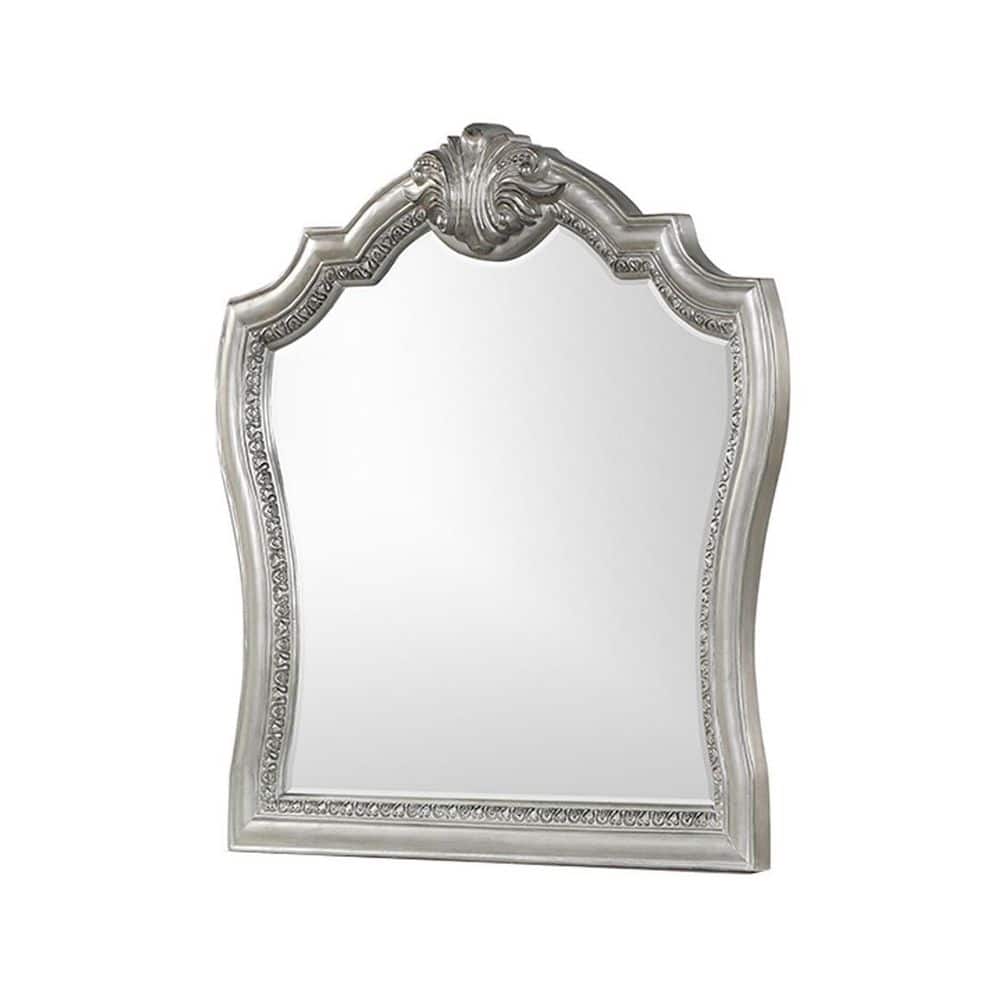 Silver 45 in. W x 44 in. H Farmhose Arch Wood Framed Mirror, Destiny Tradit