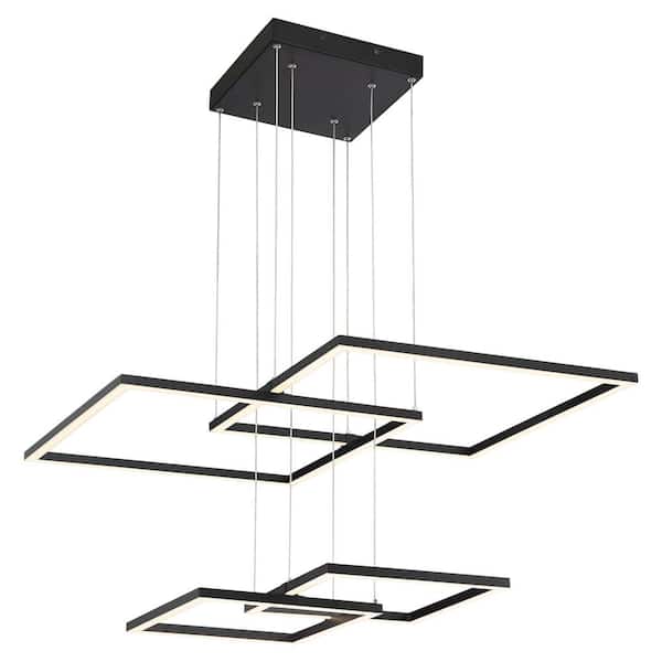 Squared 75-Watt Black Integrated LED Pendant