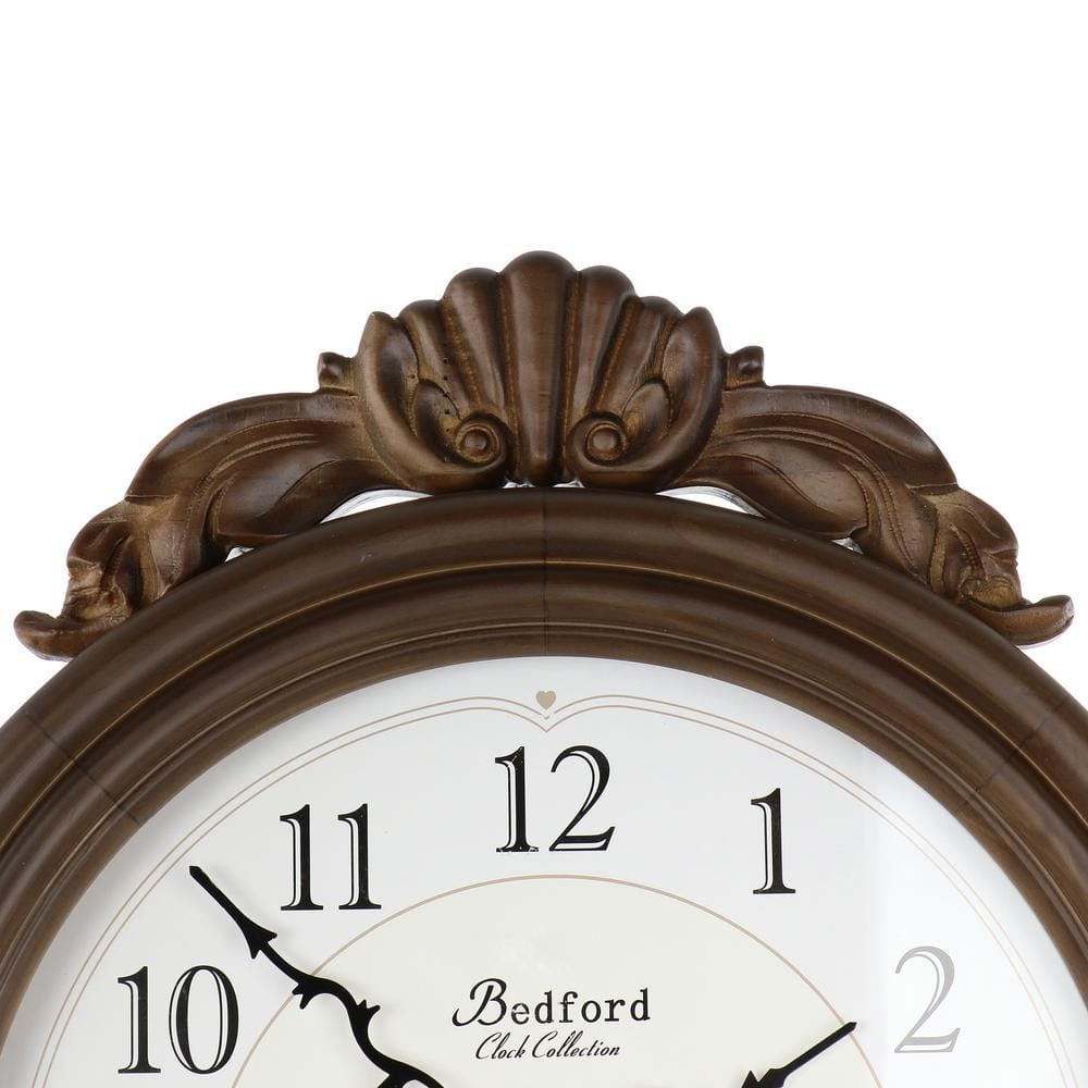 Chestnut Carved Wood Chiming Pendulum Wall Clock