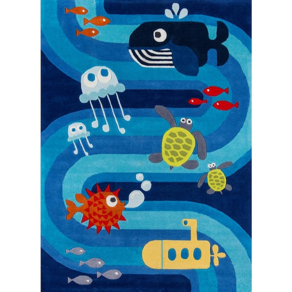 Momeni Lil Mo Whimsy Blue 2 ft. x 3 ft. Indoor Area Rug