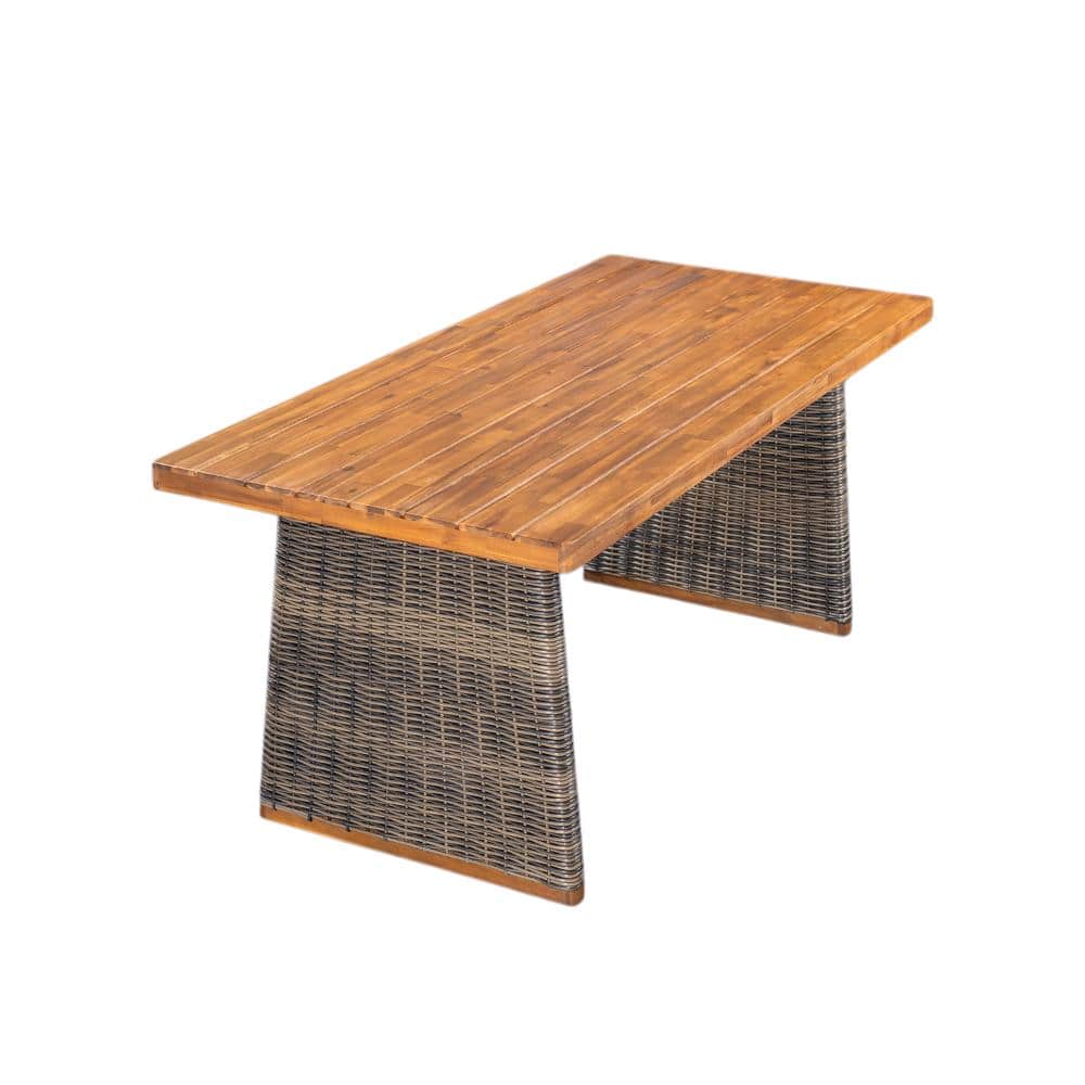Teak Acacia Dining Table with Grey Wicker price history on PriceWatchPro