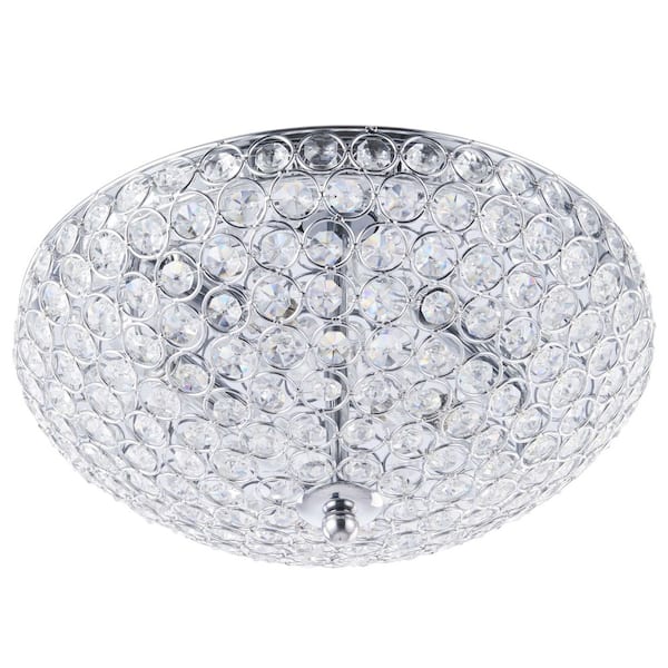 12 in. 2-Light Chrome Crystal Flush Mount