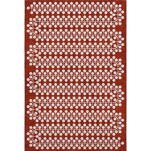 Mayfield Premium Machine Washable Abstract AMF2247 Red 5 ft. x 7 ft. 6 in. Area Rug