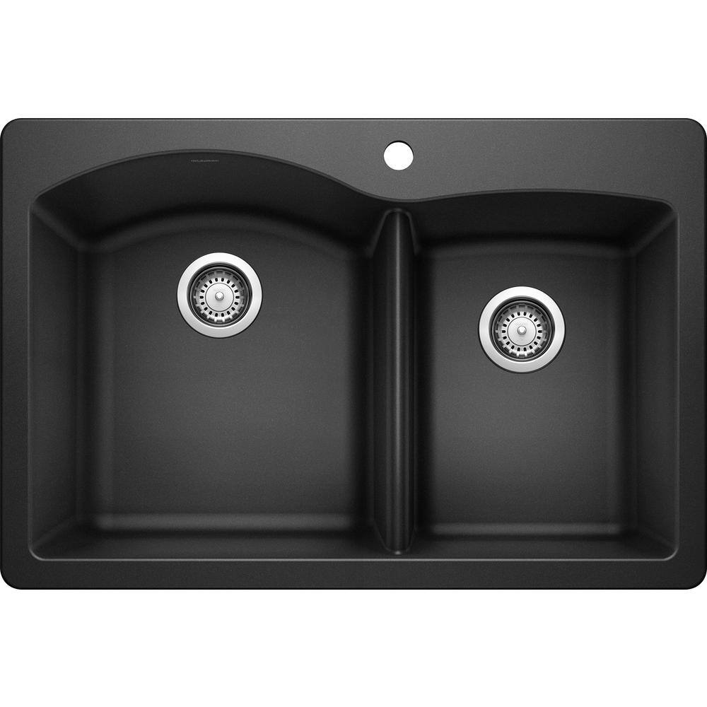 Diamond Black Granite Composite Double Bowl Kitchen Sink