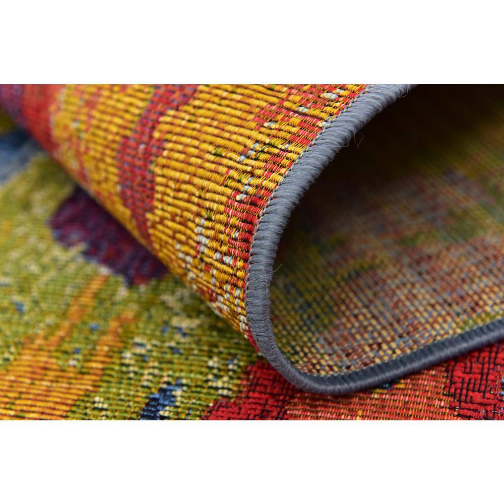 Vibrant Modern Abstract 5'3" x 8' Outdoor Flatweave Rug