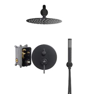 1-Spray Patterns Shower System 10 in. Wall Mount Dual Shower Heads with Rough-in Valve in Matte Black