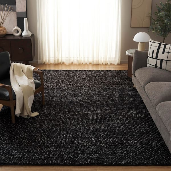 Natura 9 ft. x 12 ft. Black/Gray Textured Solid Area Rug