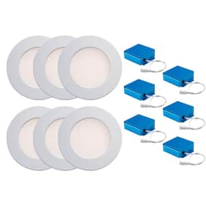 SPEX Lighting - 4-in. Selectable CCT5 New Construction or Remodel Canless Integrated LED White Trim Slim Fixture(6-Pack)