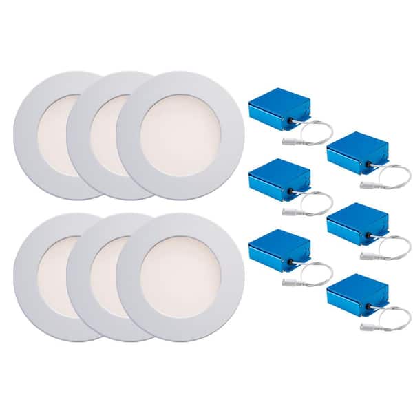 Liteline SPEX Lighting - 4-in. Selectable CCT5 New Construction or Remodel Canless Integrated LED White Trim Slim Fixture(6-Pack)