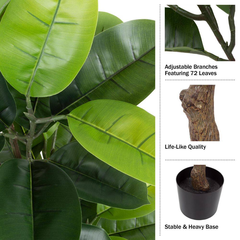 Lush Green 51" Artificial Rubber Plant in Durable Pot