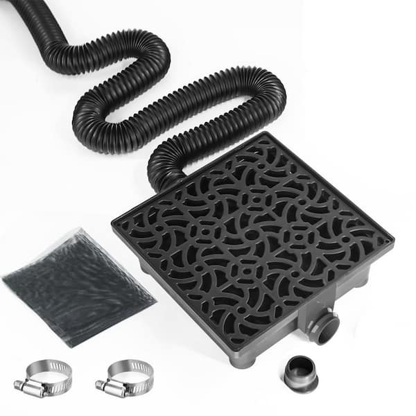 Plastic Gutter Downspout Extensions, 12 in. x 12 in. Low Profile Downspout Extender Flexible Pipe Extension to 8.2 ft.