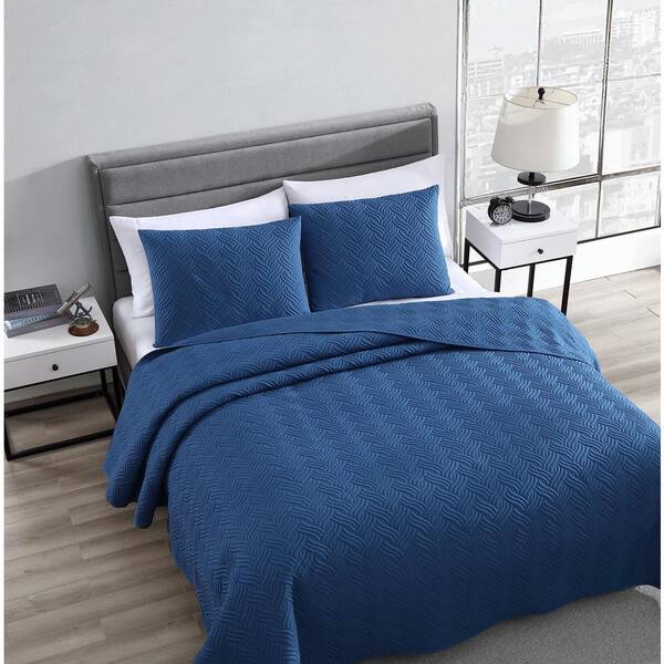 The Nesting Company Willow 3-Piece Slate King Quilt Set