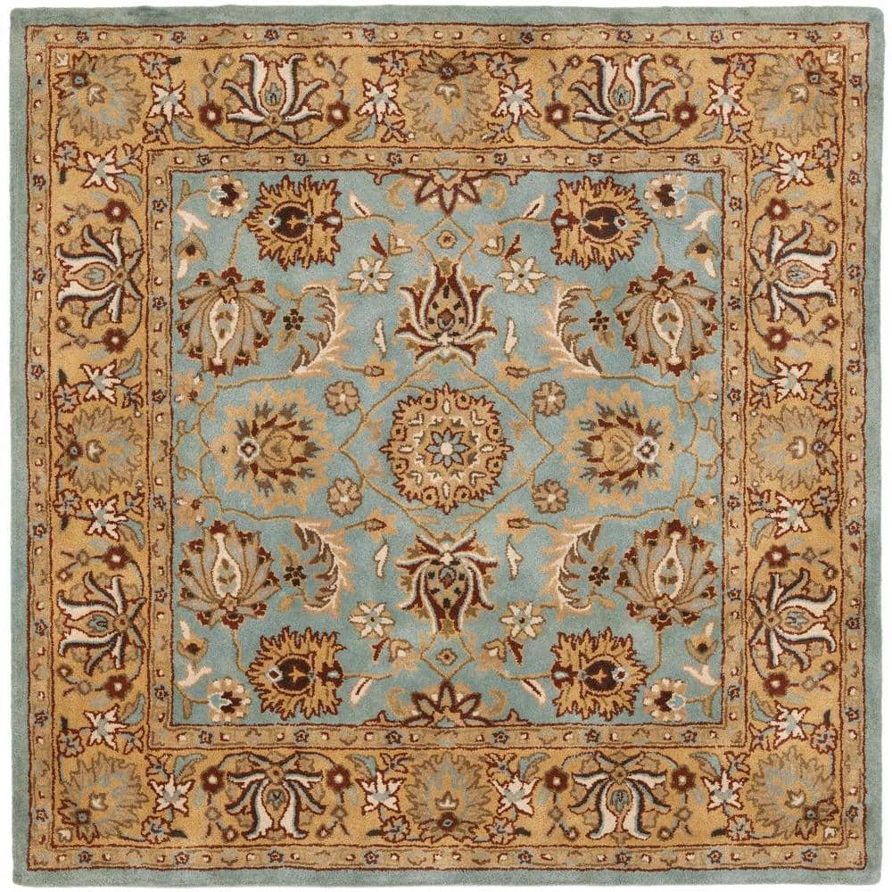 Heritage Hand-Tufted Square Wool and Cotton Rug in Blue - 6' x 6'