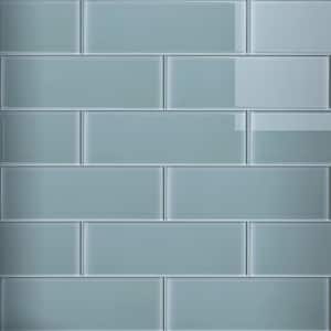 Crystile Light Gray 4 in. X 12 in. Glossy Glass Subway Tile (10 sq. ft./Case)
