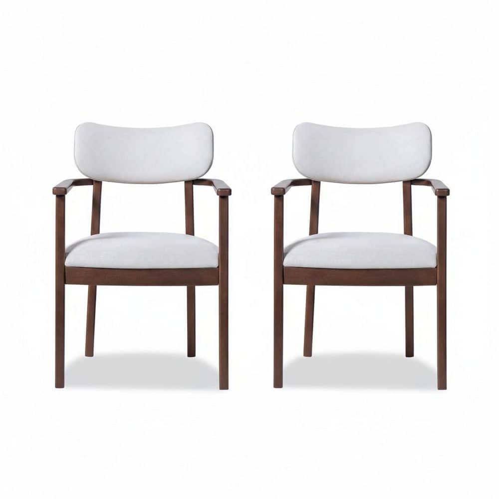 Xavell Country Rustic Walnut Finish Solid Wood and Beige Fabric Upholstered Dining Arm Chairs, Set of 2 price history on PriceWatchPro