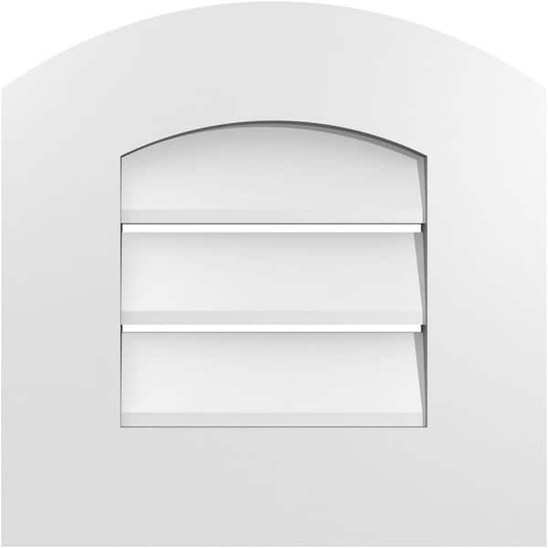 Ekena Millwork 14 in. x 42 in. Arch Top Surface Mount PVC Gable Vent: Decorative with Standard Frame