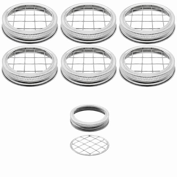 Metal Flower Organizer Frog Lid Set for Regular Mouth Mason Jars with Six Rings and Separate Lids Bouquet