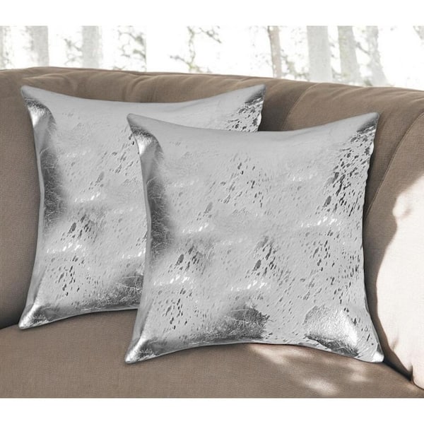 18 X 18 Gray Cowhide Throw Pillow 18 X 18 Gray Cowhide Throw Pillow