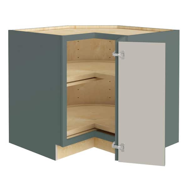 Franklin 36 in. W x 36 in. D x 34.5 in. H Assembled Plywood Corner Lazy Suzan Base Kitchen Cabinet in Verdant Green RH