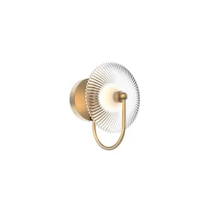 Hera 11-in 1 Light 9-Watt Brushed Gold/Clear Ribbed Glass Integrated LED Vanity Light