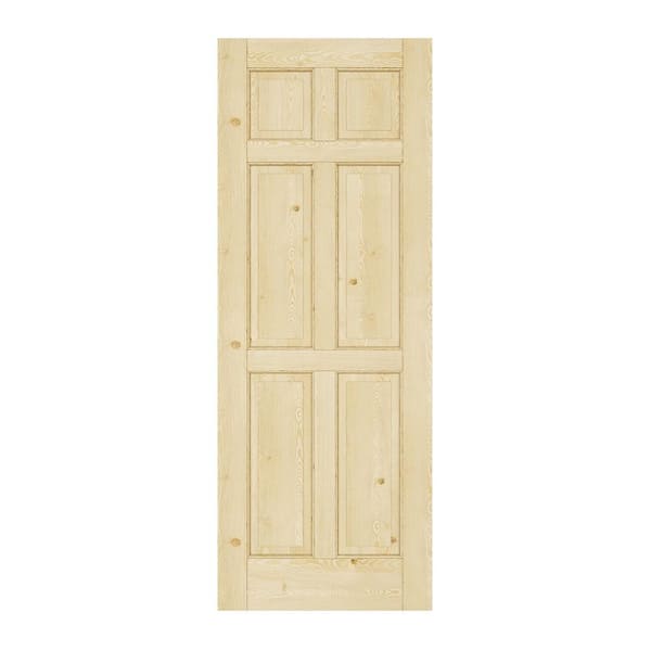 ARK DESIGN 32 in. x 80 in. Arch 6-Panel No Bore Solid Core Unfinished Pine Wood Textured Interior Door Slab