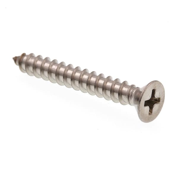 Prime-Line #8 X 1-1/4 in. Grade 18-8 Stainless Steel Phillips Drive Flat Head Self-Tapping Sheet Metal Screws (100-Pack)