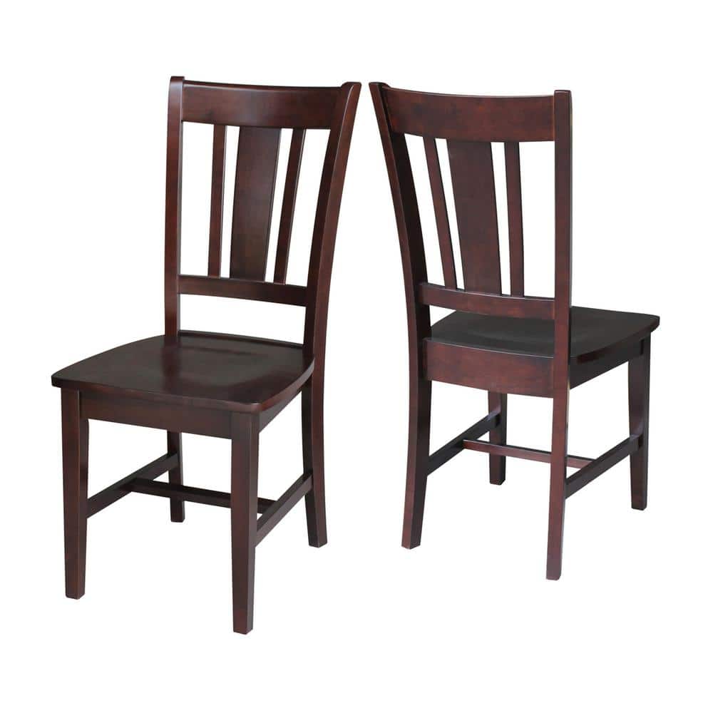 San Remo High Slat Back Solid Parawood Side Chair in Rich Mocha