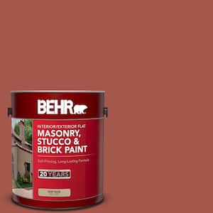 1 gal. #PPU2-15 Cajun Red Flat Interior/Exterior Masonry, Stucco and Brick Paint
