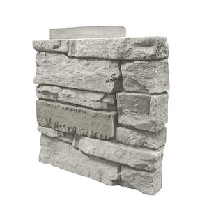 Stacked Stone Arctic Smoke 12 in. x 1.375 in. x 12 in. Faux Stone Siding Corner Panel Right