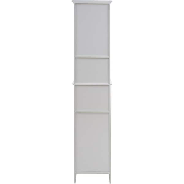 Redmon - Contemporary Country 13.5 in.W x 8 in.D x 65 in.H Free Standing Floor Shelf With Shaker Panels & Lower Cabinet in White