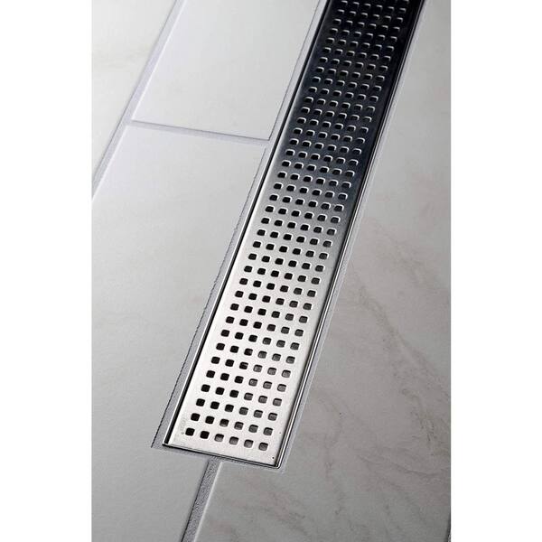 OUKANING 36 Stainless Steel Bathroom Floor Drain Linear Shower Drain with  Strainer Kitchen Bathroom Silver 