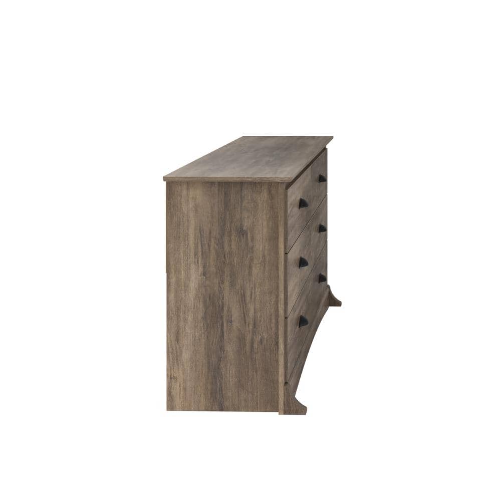 Drifted Gray Coastal Double Dresser with Six Drawers
