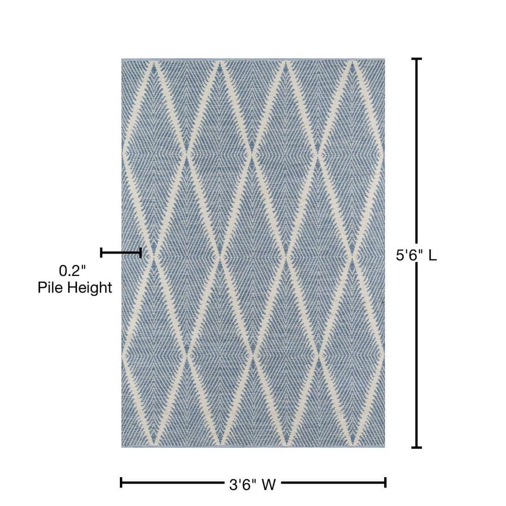 Denim and White Diamond Pattern Rectangular Area Rug